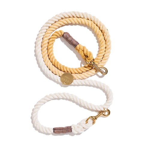 Adjustable Bolt Snaps Rope Dog Leash Butterscotch Ombre