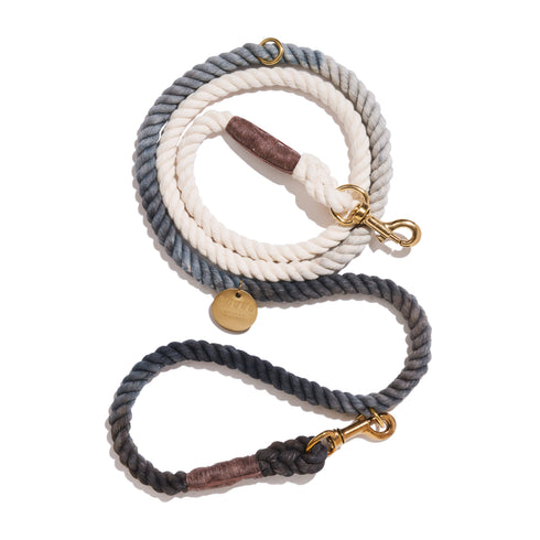 Adjustable Bolt Snaps Rope Dog Leash Gray Ombre
