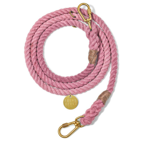 Adjustable Cotton Rope Dog Leash Blush