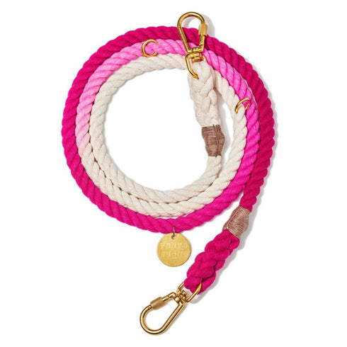 Adjustable Cotton Rope Dog Leash Magenta Ombre