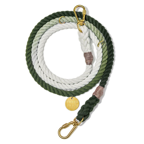Adjustable Cotton Rope Dog Leash Olive Ombre