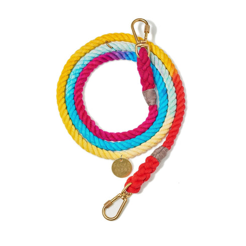 Adjustable Cotton Rope Dog Leash Prismatic Ombre