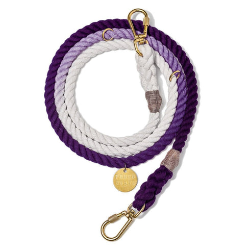 Adjustable Cotton Rope Dog Leash Purple Ombre