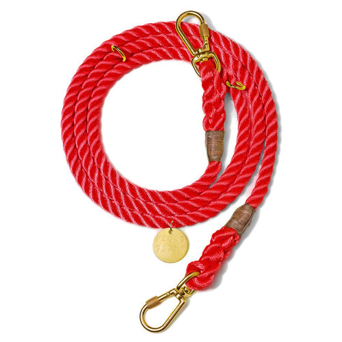 Adjustable Cotton Rope Dog Leash Red
