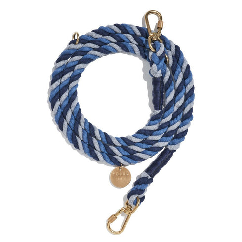 Adjustable Up-Cycled Rope Dog Leash Gray/Blue/Navy