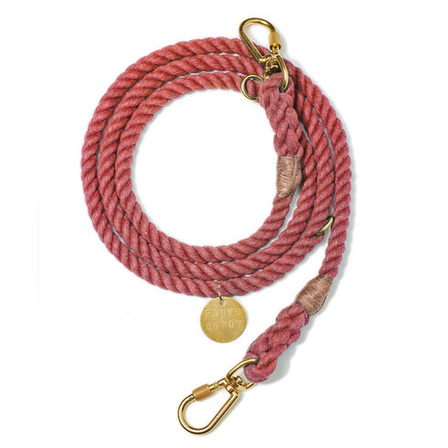Adjustable Up-Cycled Rope Dog Leash Nantucket Red