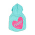 Big Full Heart Dog Hoodie Aqua/Fuchsia
