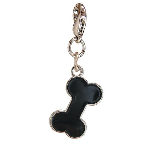 Black Bone Metal Dog Collar Charm