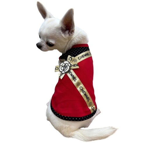 Chewnel Ruban De Chien Dog Tank Red