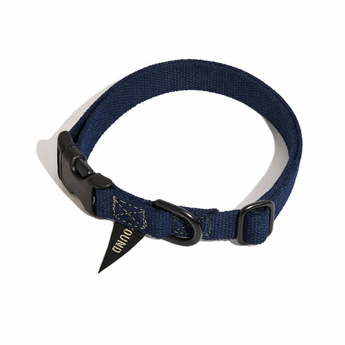 Classic Cotton Dog Collar Navy/Matte Black