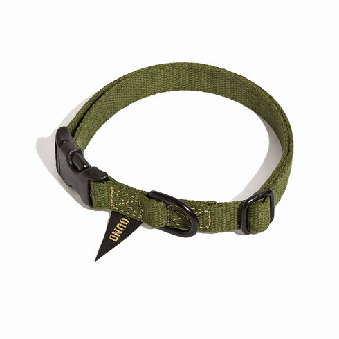 Classic Cotton Dog Collar Olive/Matte Black