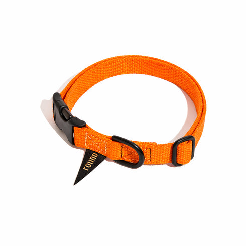 Classic Cotton Dog Collar Orange/Matte Black