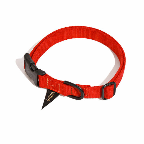 Classic Cotton Dog Collar Red/Matte Black