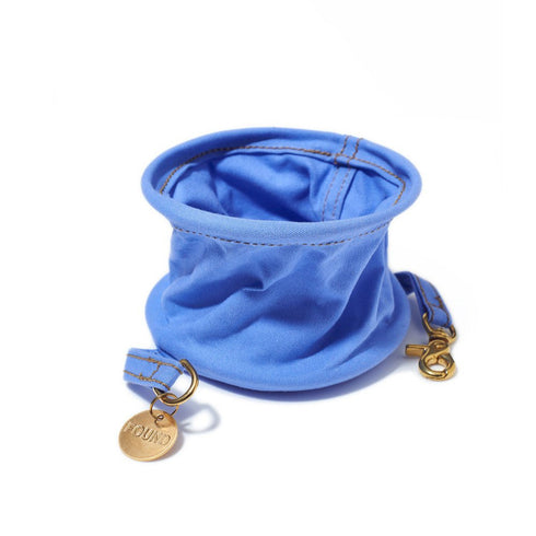Collapsible Travel Cotton Canvas Dog Water Bowl Claude Blue