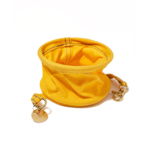 Collapsible Travel Cotton Canvas Dog Water Bowl Henri Yellow