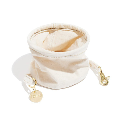 Collapsible Travel Cotton Canvas Dog Water Bowl Natural