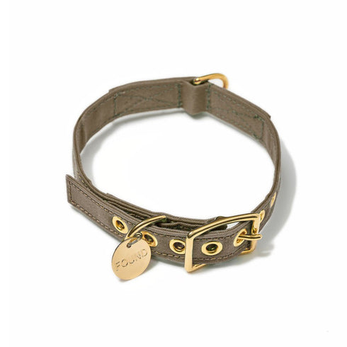 Cotton Canvas Dog Collar Brown