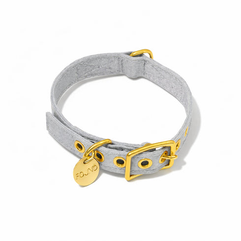 Cotton Canvas Dog Collar Grey