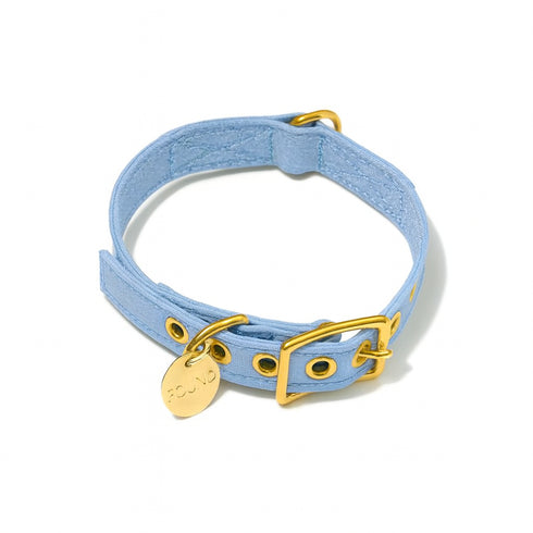 Cotton Canvas Dog Collar Light Blue