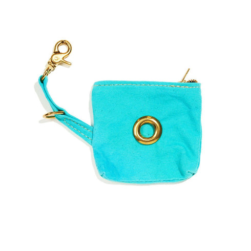 Cotton Canvas Dog Poop Bag Holder Aqua