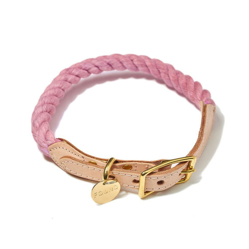 Cotton Rope Dog Collar Blush
