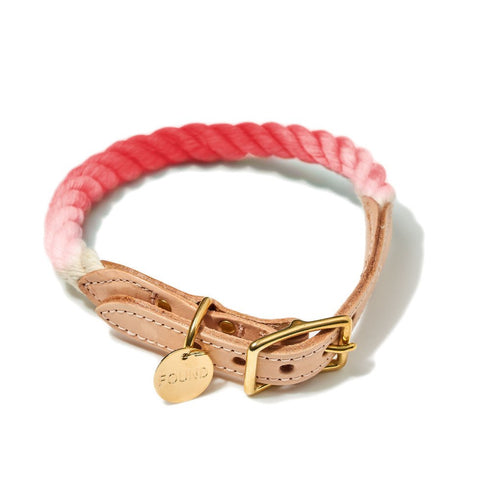 Cotton Rope Dog Collar Coral Ombre