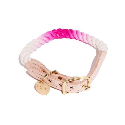 Cotton Rope Dog Collar Cotton Candy Ombre