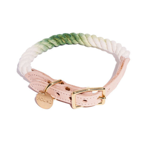 Cotton Rope Dog Collar Fern Green Ombre