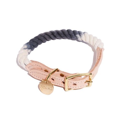 Cotton Rope Dog Collar Gray Ombre
