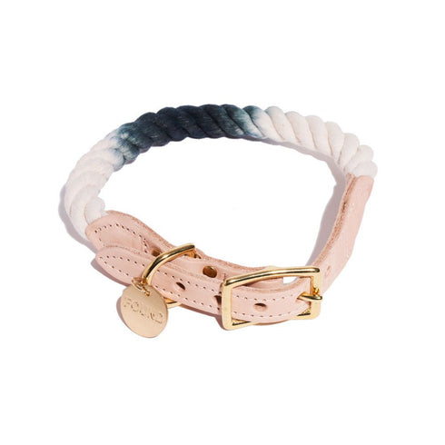 Cotton Rope Dog Collar Marine Green Ombre