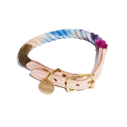 Cotton Rope Dog Collar Mood Ring Ombre