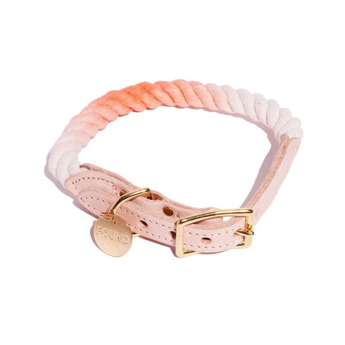 Cotton Rope Dog Collar Peach Ombre