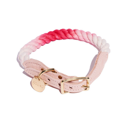 Cotton Rope Dog Collar Scarlet Ombre