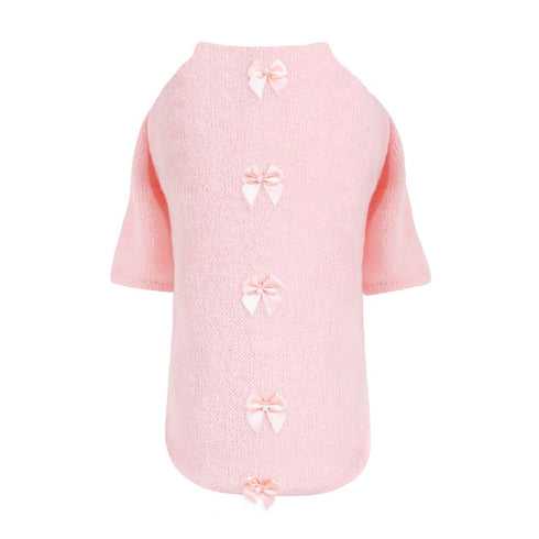 Dainty Bow Dog Sweater Peach Small