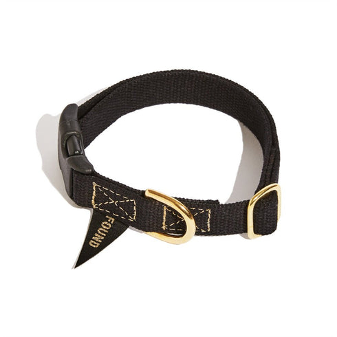 Flat Webbing Cotton Dog Collar Black