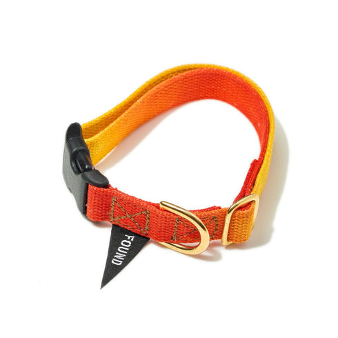 Flat Webbing Cotton Dog Collar Red/Yellow