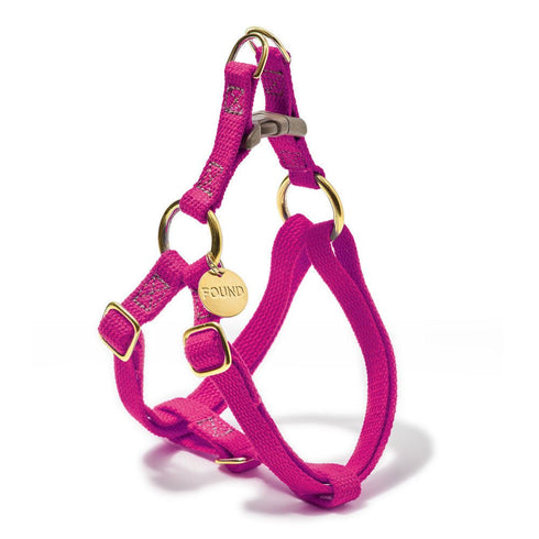 Flat Webbing Cotton Dog Harness Magenta