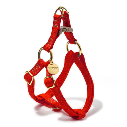 Flat Webbing Cotton Dog Harness Red