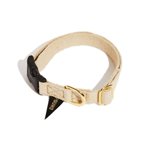 Flat Webbing Hemp Dog Collar Natural