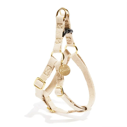 Flat Webbing Hemp Dog Harness Natural