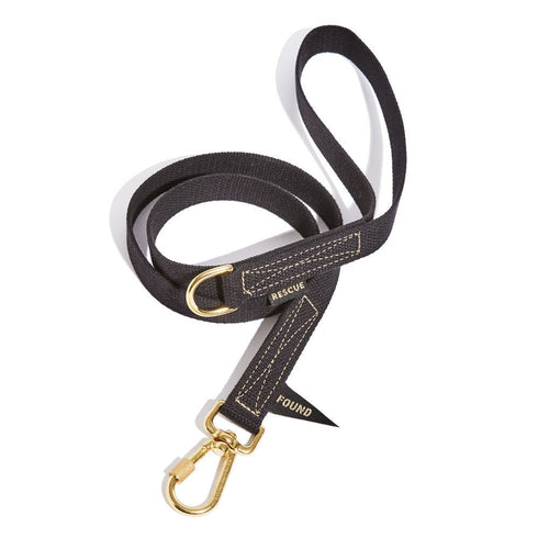 Flat Webbing Hemp Dog Leash Black