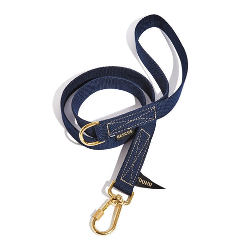 Flat Webbing Hemp Dog Leash Navy