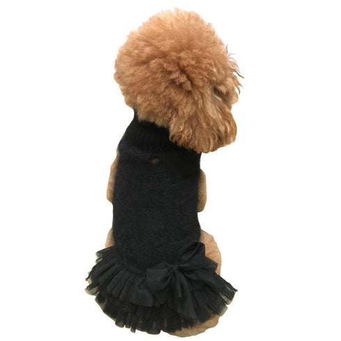Frilly Tutu Sweater Dog Dress Black
