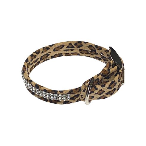 Glamour Girl Ultrasuede Crystal Dog Collar Cheetah