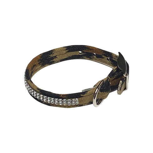 Glamour Girl Ultrasuede Crystal Dog Collar Leopard