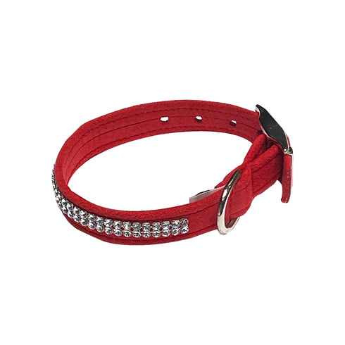 Glamour Girl Ultrasuede Crystal Dog Collar Red