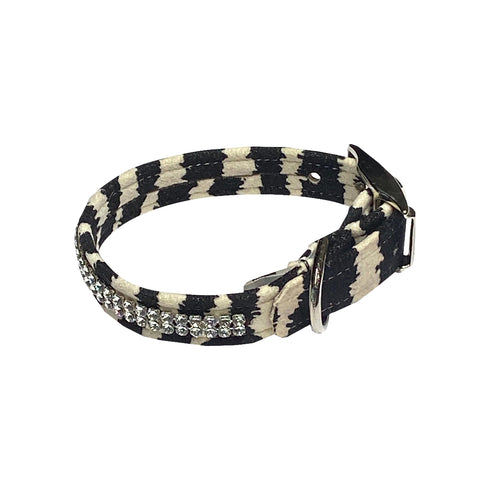 Glamour Girl Ultrasuede Crystal Dog Collar Zebra