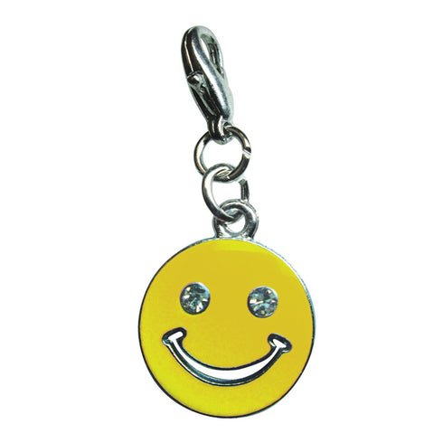 Happy Face Enamel Dog Collar Charm Yellow