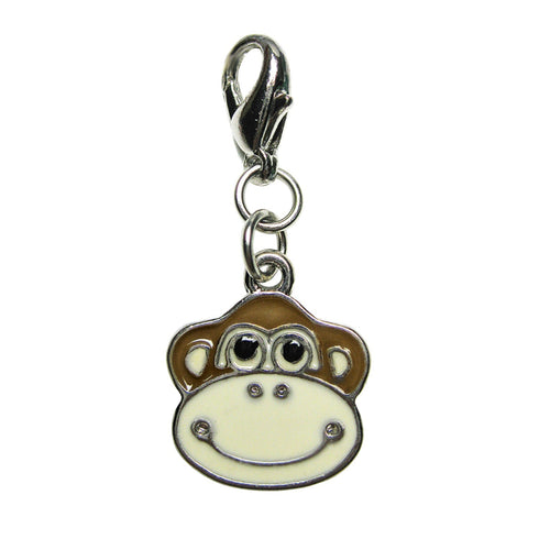 Happy Monkey Face Enamel Dog Collar Charm
