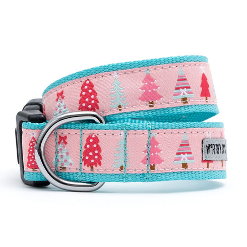 Holiday Trees Dog Collar Pink